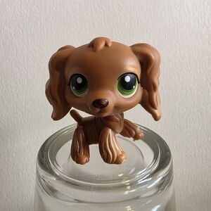 ✨Authentic LPS Littlest Pet Shop #252 Brown Cocker Spaniel Dog Puppy  Green Eyes